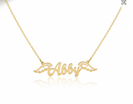 Angel Wings Name Necklace